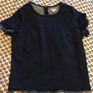 Denim shirt with frayed edges